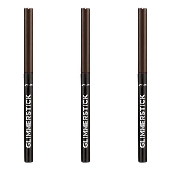 Avon Ultra Colour Glimmerstick Retractable Eyeliner, Cosmic Brown, Waterproof & Smudge-Proof Glide-On Eye Makeup, SET OF 3, 0.01 oz / 0.28 g Each