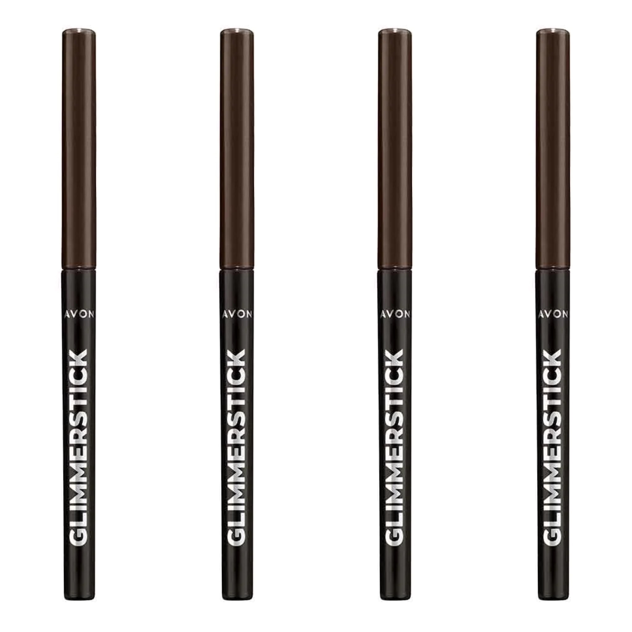 Avon Ultra Colour Glimmerstick Retractable Eyeliner, Cosmic Brown, Waterproof & Smudge-Proof Glide-On Eye Makeup, SET OF 4, 0.01 oz / 0.28 g Each