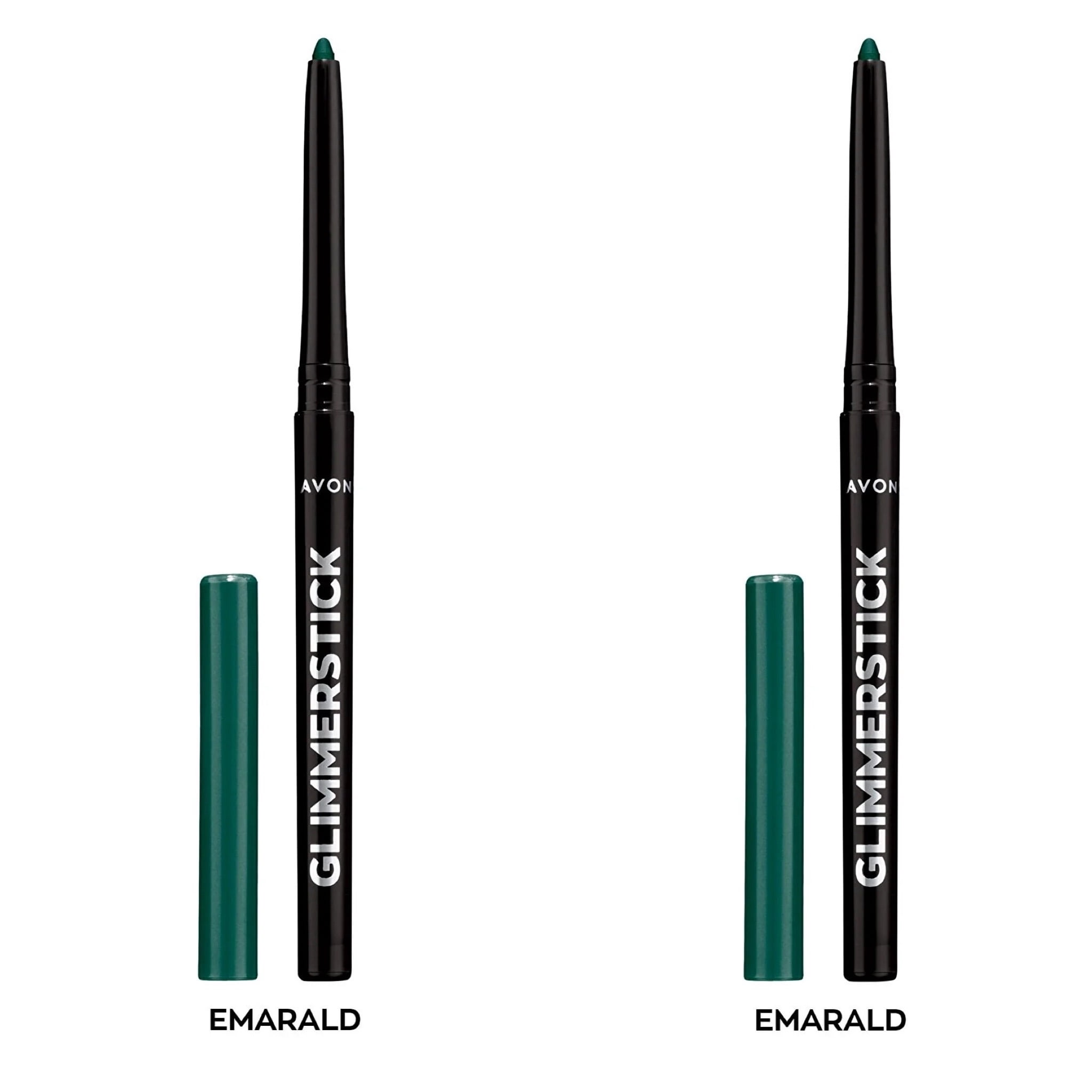 Avon Ultra Colour Glimmerstick Retractable Eyeliner, EMERALD, Waterproof & Smudge-Proof Glide-On Eye Makeup, SET OF 2, 0.01 oz / 0.28 g Each