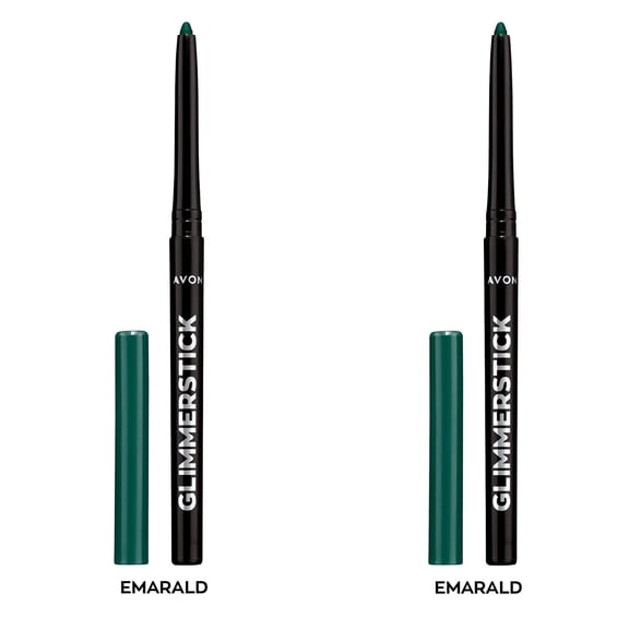 Avon Ultra Colour Glimmerstick Retractable Eyeliner, EMERALD, Waterproof & Smudge-Proof Glide-On Eye Makeup, SET OF 2, 0.01 oz / 0.28 g Each