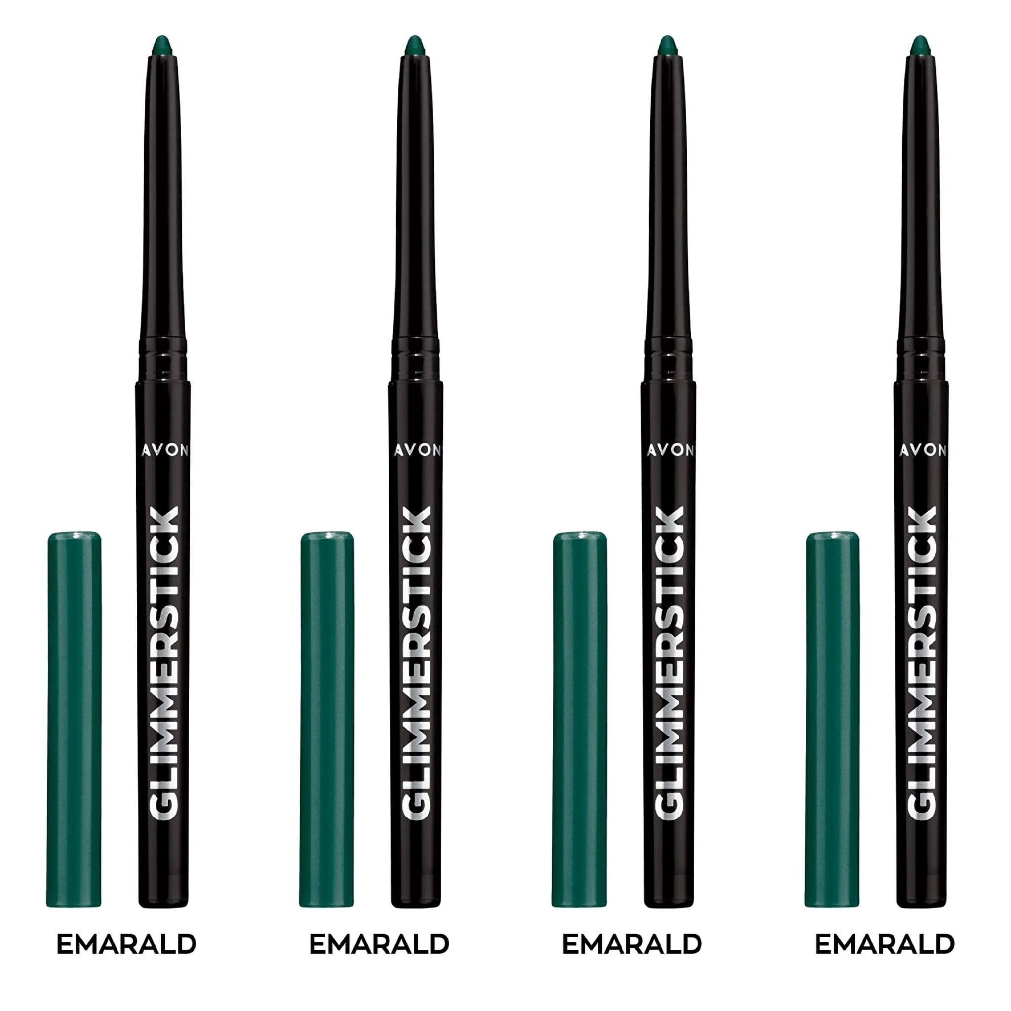 Avon Ultra Colour Glimmerstick Retractable Eyeliner, EMERALD, Waterproof & Smudge-Proof Glide-On Eye Makeup, SET OF 4, 0.01 oz / 0.28 g Each
