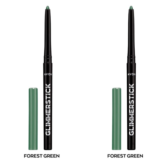 Avon Ultra Colour Glimmerstick Retractable Eyeliner, FOREST GREEN, Waterproof & Smudge-Proof Glide-On Eye Makeup, SET OF 2, 0.01 oz / 0.28 g Each