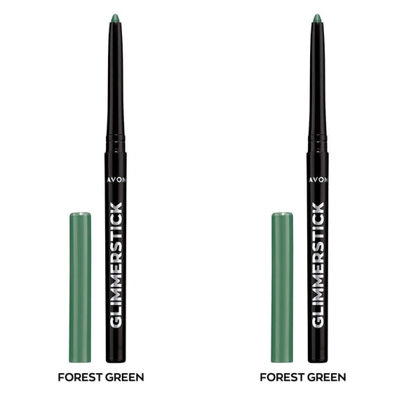 Avon Ultra Colour Glimmerstick Retractable Eyeliner, FOREST GREEN, Waterproof & Smudge-Proof Glide-On Eye Makeup, SET OF 2, 0.01 oz / 0.28 g Each