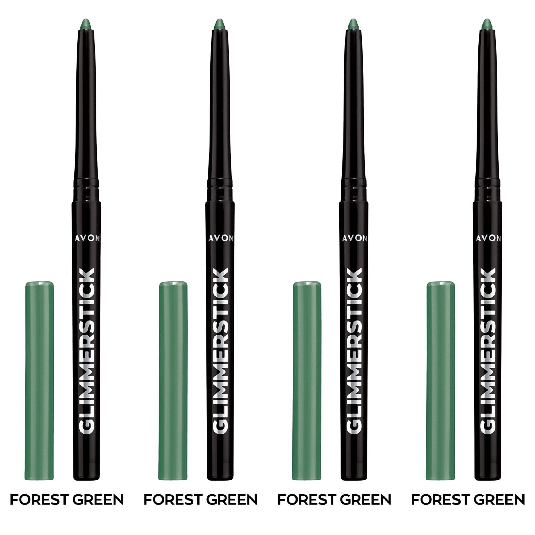 Avon Ultra Colour Glimmerstick Retractable Eyeliner, FOREST GREEN, Waterproof & Smudge-Proof Glide-On Eye Makeup, SET OF 4, 0.01 oz / 0.28 g Each
