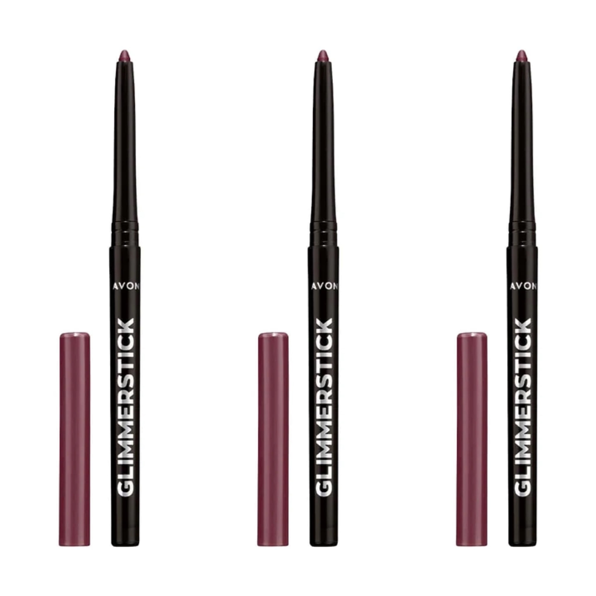 Avon Ultra Colour Glimmerstick Retractable Eyeliner, Majestic Plum, Waterproof & Smudge-Proof Glide-On Eye Makeup, SET OF 3, 0.01 oz / 0.28 g Each