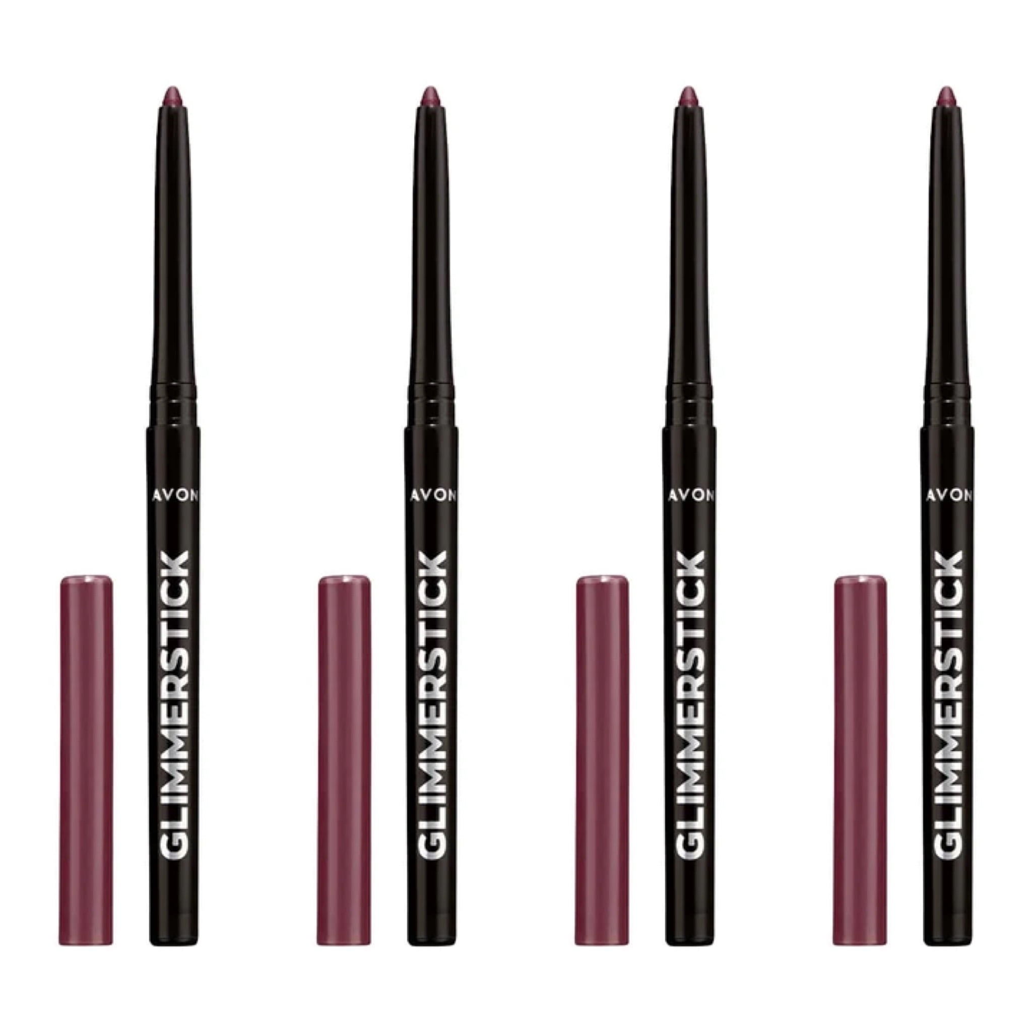 Avon Ultra Colour Glimmerstick Retractable Eyeliner, Majestic Plum, Waterproof & Smudge-Proof Glide-On Eye Makeup, SET OF 4, 0.01 oz / 0.28 g Each