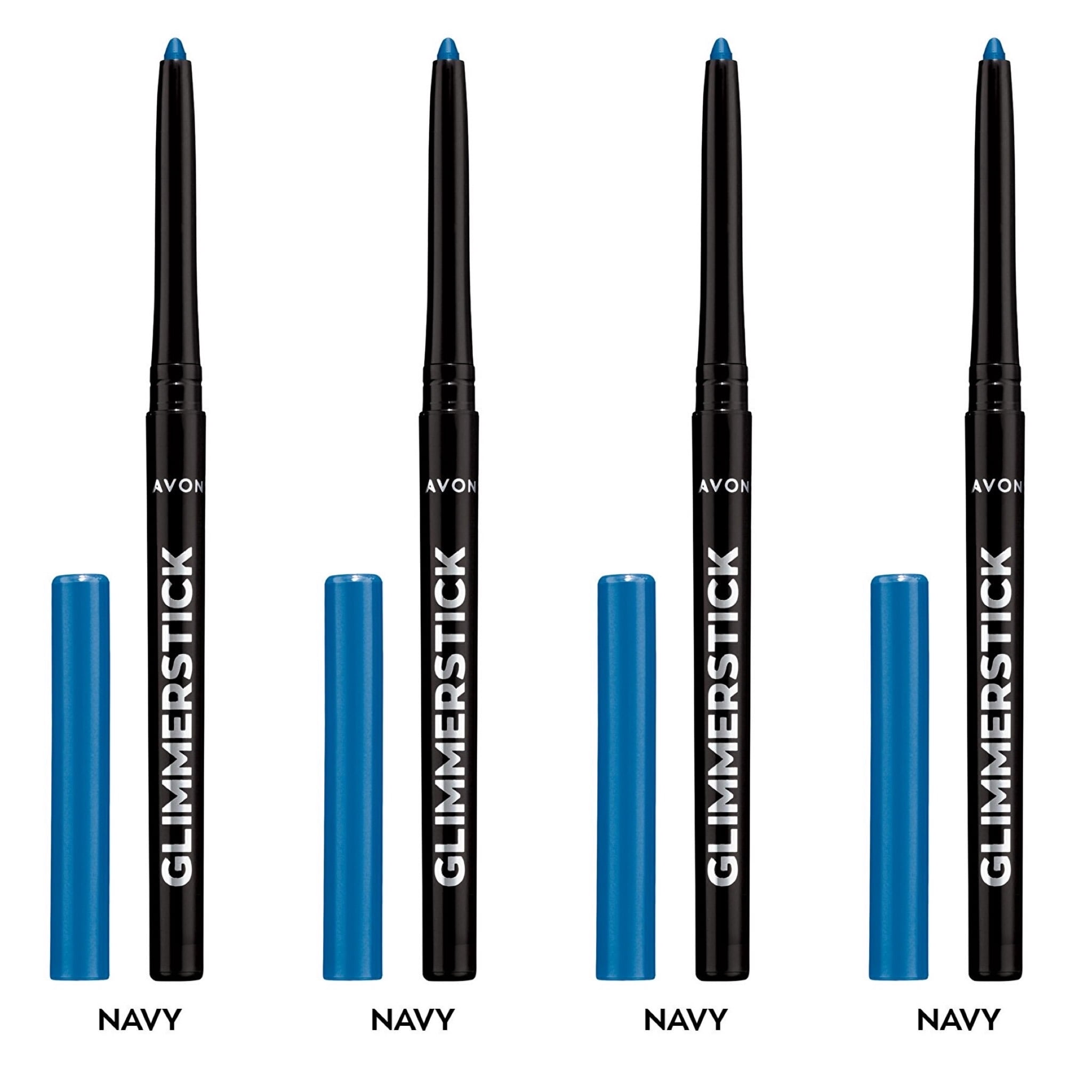 Avon Ultra Colour Glimmerstick Retractable Eyeliner, NAVY, Waterproof & Smudge-Proof Glide-On Eye Makeup, SET OF 4, 0.01 oz / 0.28 g Each
