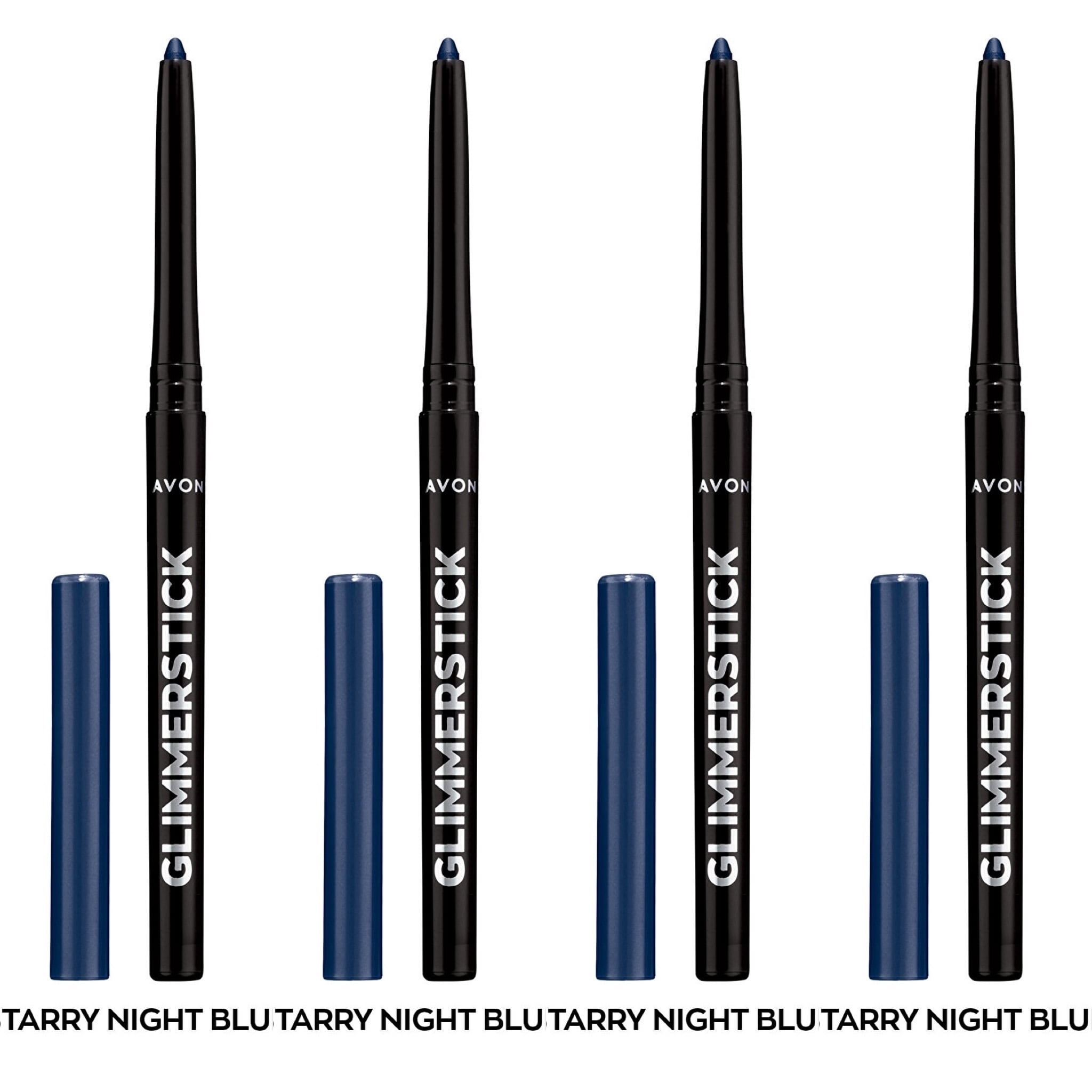Avon Ultra Colour Glimmerstick Retractable Eyeliner, STARRY NIGHT BLUE, Waterproof & Smudge-Proof Glide-On Eye Makeup, SET OF 4, 0.01 oz / 0.28 g Each