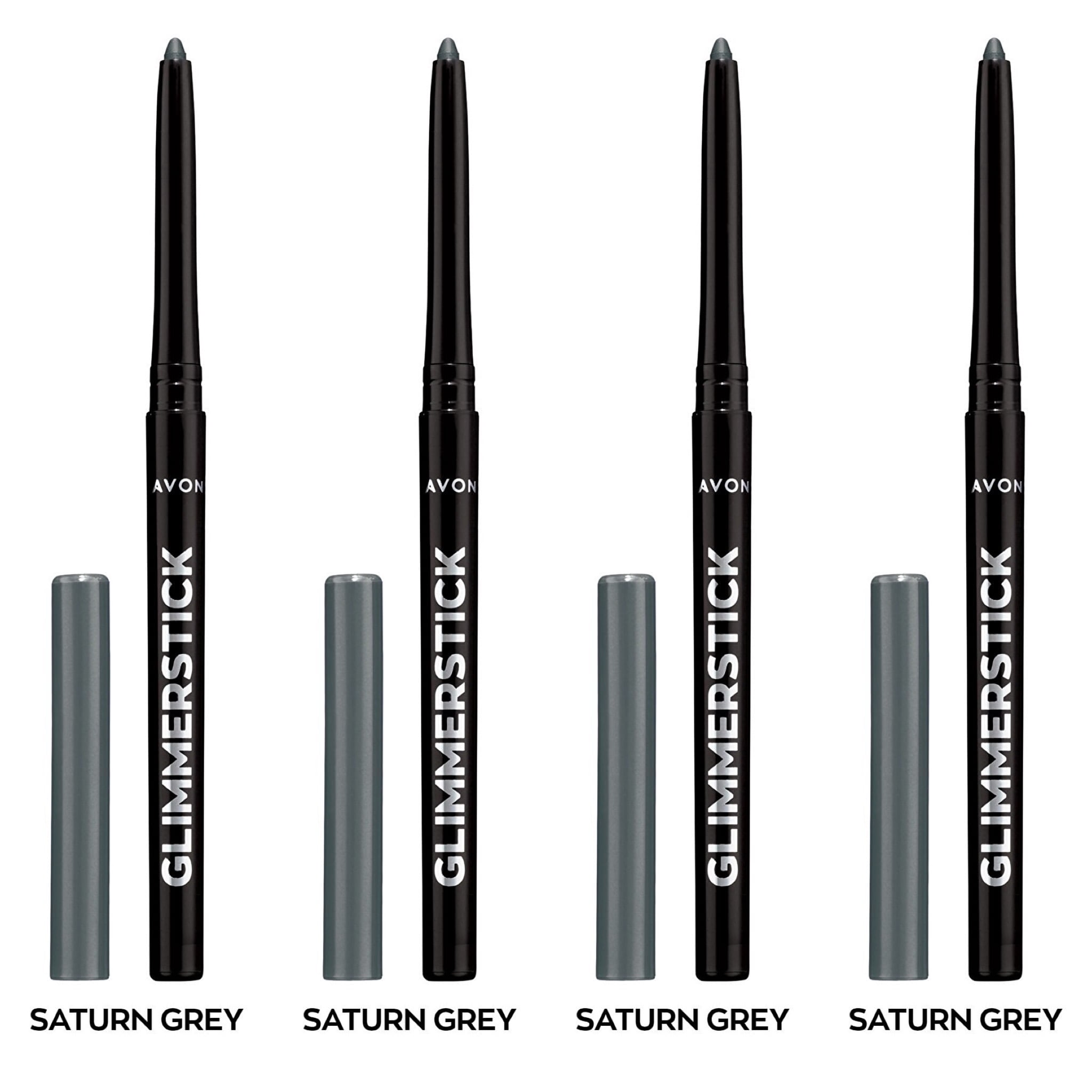 Avon Ultra Colour Glimmerstick Retractable Eyeliner, Saturn Grey, Waterproof & Smudge-Proof Glide-On Eye Makeup, SET OF 4, 0.01 oz / 0.28 g Each
