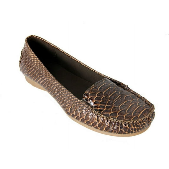Avon Women's Brown Exotic Animal Print Snake Skin Comfort Loafer Shoes - Size 6