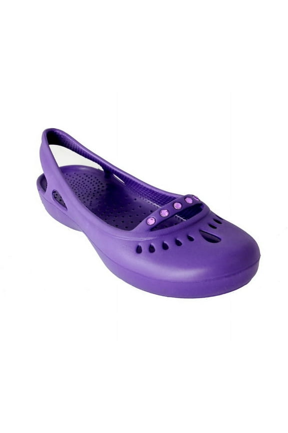 Women's Purple Lightweight Slip-On Comfort Shoes with Gem Accents - Size 6