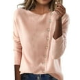 thumbnail image 1 of AvonTall Long Sweater Cardigan Women, V Neck Casual Knit Long Sleeve Tops Cropped Ribbed Knit Pullover Tops, RD1, M, 1 of 4