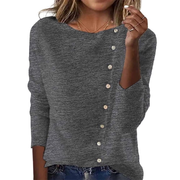 AvonTall Long Sweaters for Women, Crew Neck Business Light Weight Sweater Cropped Ribbed Knit Pullover Tops, Grey, L