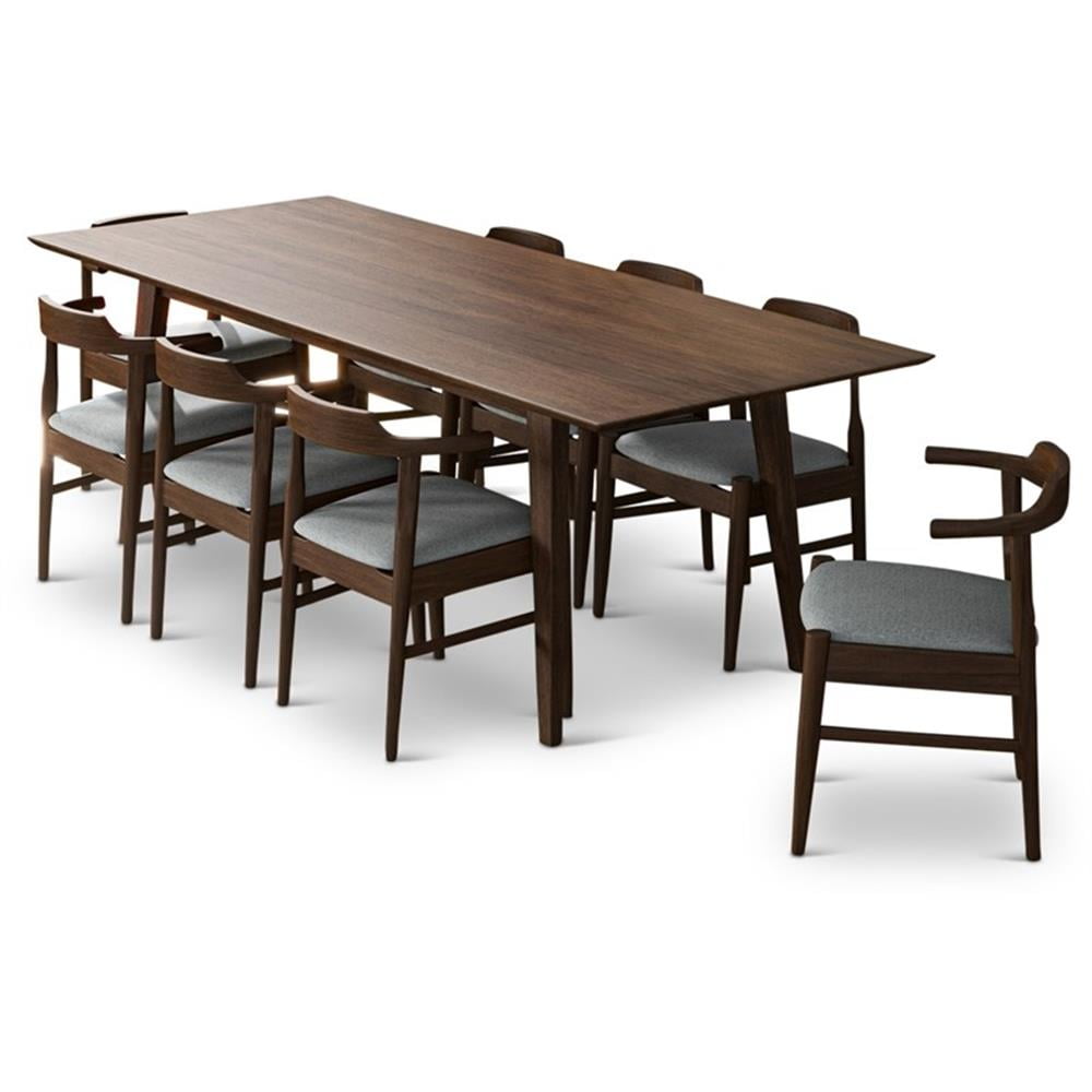 Avondale 9-Piece Modern Solid Wood Walnut Kitchen&Dining Room Table and ...