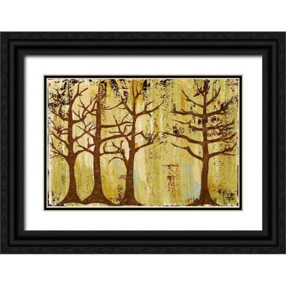 Avondet, Natalie 32x23 Black Ornate Wood Framed with Double Matting Museum Art Print Titled - Early Spring Trees