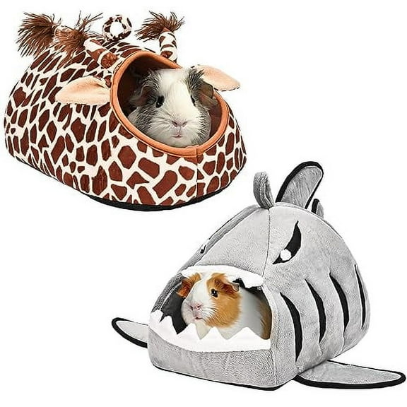 Avont 2 Pack Guinea Pig Bed House Hideout, Small Animal Hideaway Cage Accessories, Washable Warm Sleeping Bed for Dwarf Rabbits Chinchillas Hamsters Hedgehogs Ferrets Bearded Dragons and Rats
