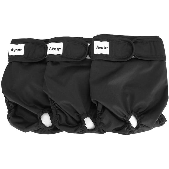 Avont 3 Pack Washable Female Dog Diapers, Premium Reusable Highly Absorbent Doggie Diapers Wraps Durable Dog Diaper Cover - Black/ L