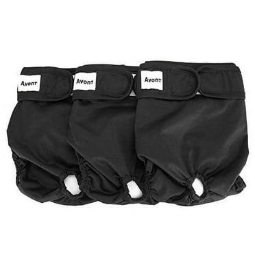 Avont 3 Pack Washable Female Dog Diapers, Premium Reusable Highly Absorbent Doggie Diapers Wraps Durable Dog Diaper Cover - Black/ XS
