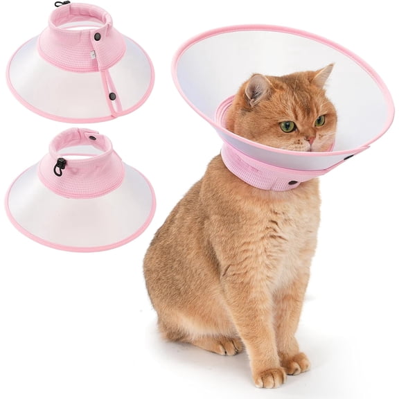 Avont Adjustable Anti-Lick E-Collar, Alternative Recovery Elizabethan Cone After Surgery -Pink (M)