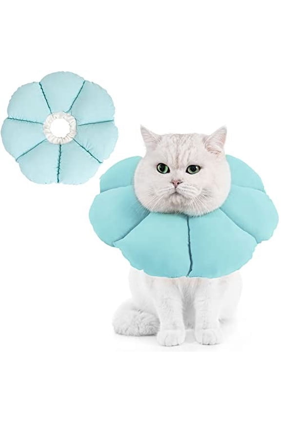 Cat Cone Collar Soft, Adjustable Recovery E Collar Alternative for Cats Kittens Puppies, Elizabethan Neck Cone of Shame to Prevent Licking Biting After Surgery Protect Wounds -Blue(L)