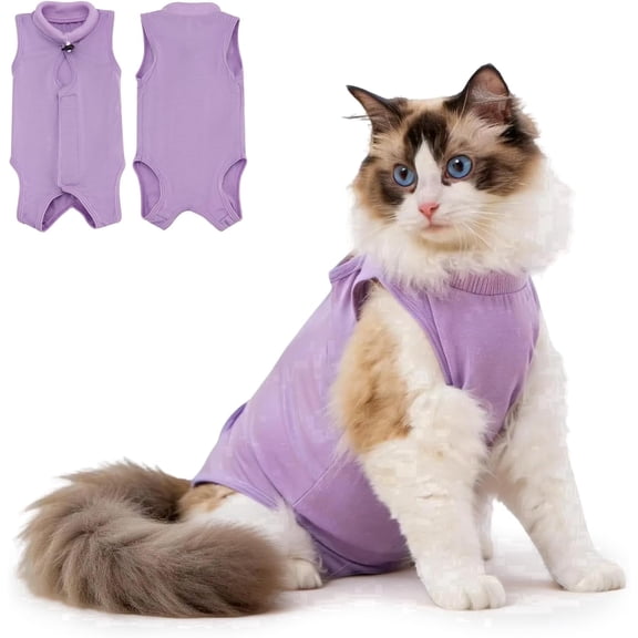 Avont 1 Pack Cat Recovery Suit for Female Kitten after Spay Surgery Wound & Skin Disease Care -Purple(M)