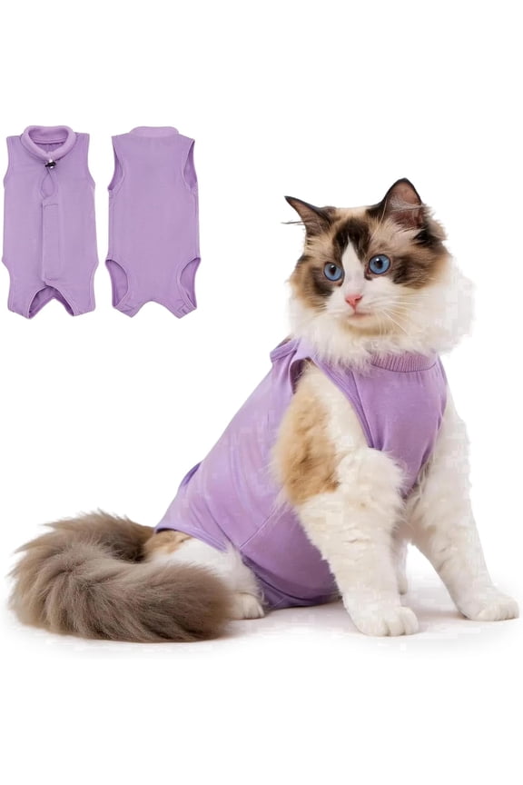 1 Pack Cat Recovery Suit for Female Kitten after Spay Surgery Wound & Skin Disease Care -Purple(M)