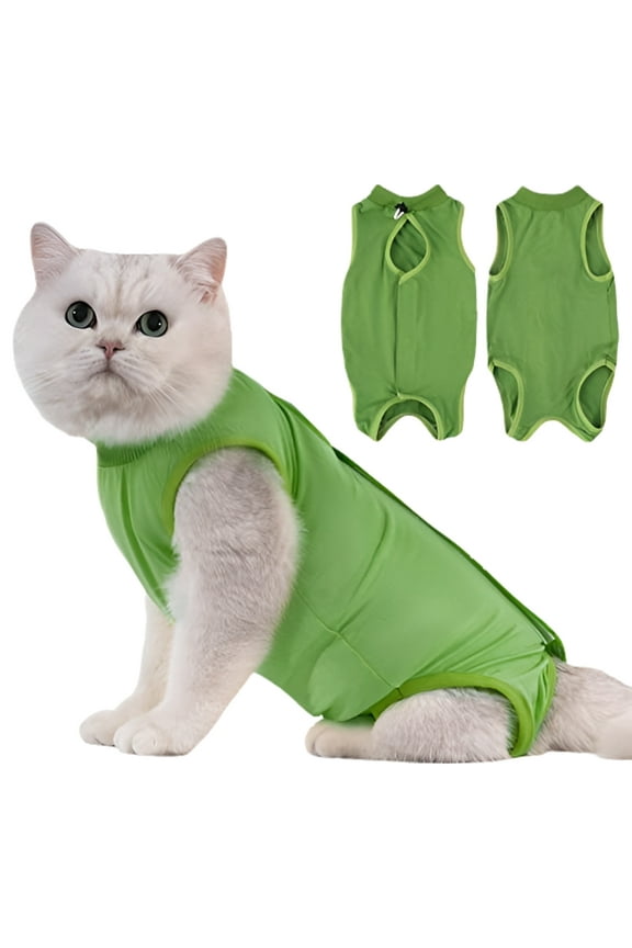 Cat Recovery Suit - Kitten Onesie for Cats After Surgery, Cone of Shame Alternative Surgical Spay Suit for Female Cat, Post-Surgery or Skin Diseases Protection -Green(L)