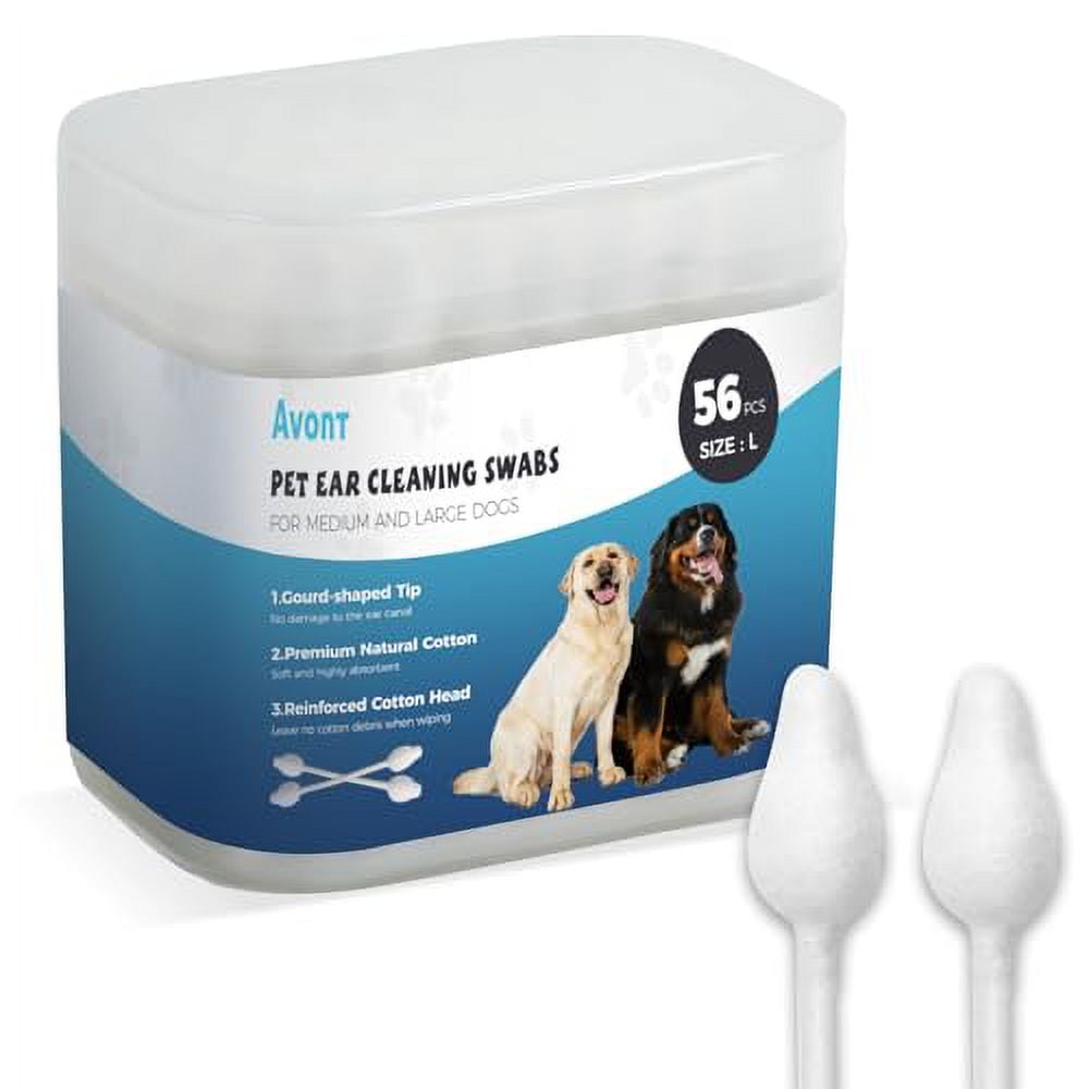Avont Dog Ear Cleaning Cotton Swabs, Pet Qtips, Ear Care Double Sided Large Q-Tips for Dogs Cats -L