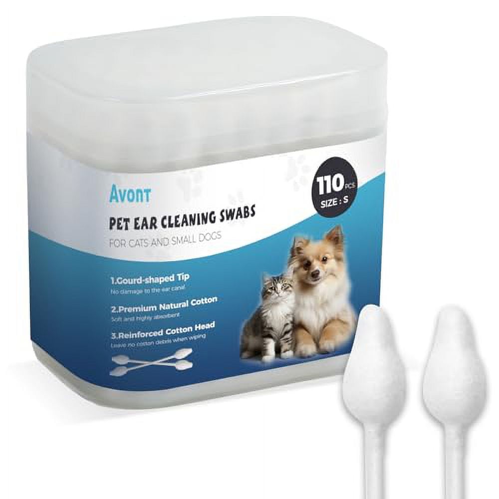 Avont Dog Ear Cleaning Cotton Swabs, Pet Qtips, Ear Care Double Sided Large Q-Tips for Dogs Cats -S