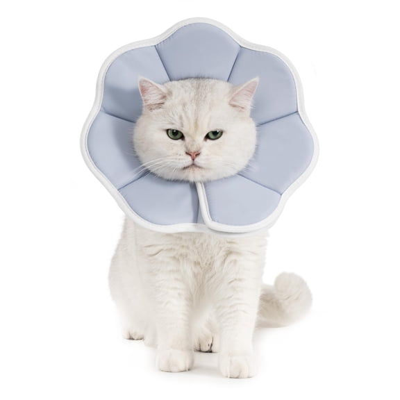 Avont Soft Cat Recovery Cone Collar, Adjustable Lightweight Kitten E-Collar for Small Dogs, Comfortable Neck Donut Stop Licking Scratching After Surgery -Grey(S)