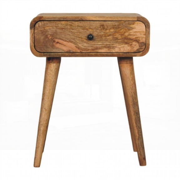 Avora Mid-Century Solid Mango Wood Nightstand with 1 Drawer