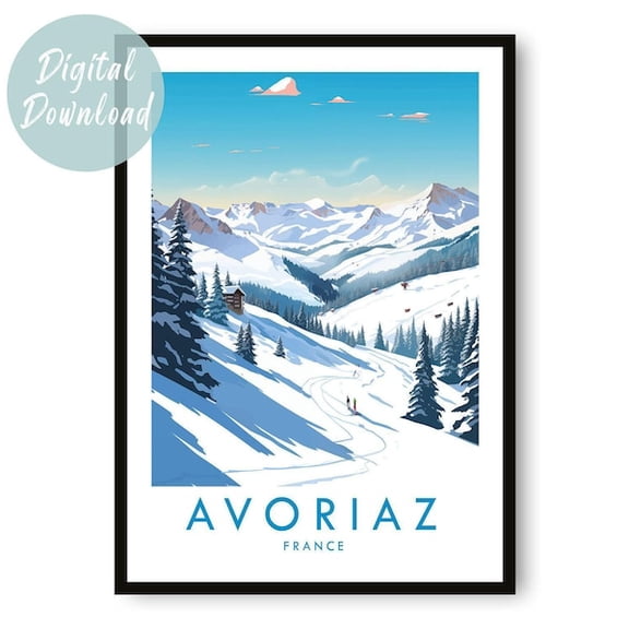 Avoriaz Skiing Poster - Wall Art Print, 16x24 UNFRAMED