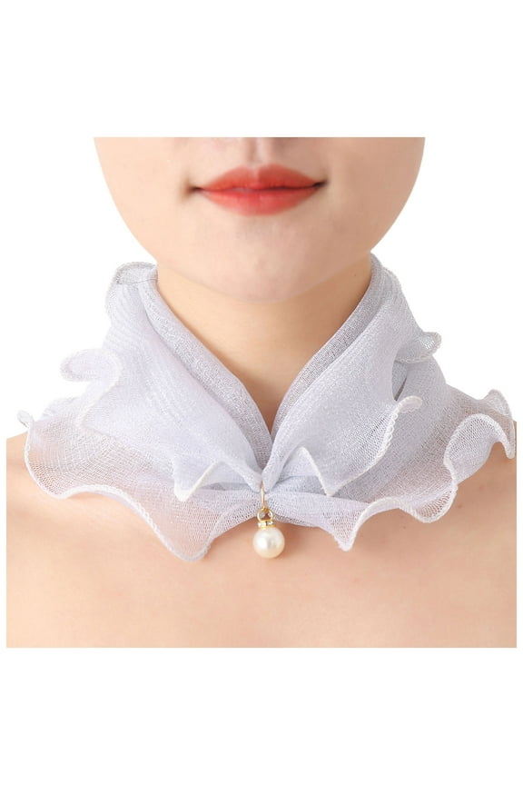 Elegant Neckerchief Women's Mesh Lightweight Scarfs Casual Sun Proof Thin Scarve Spring Summer Headband Neck Scarf Scarves (White,One Size)
