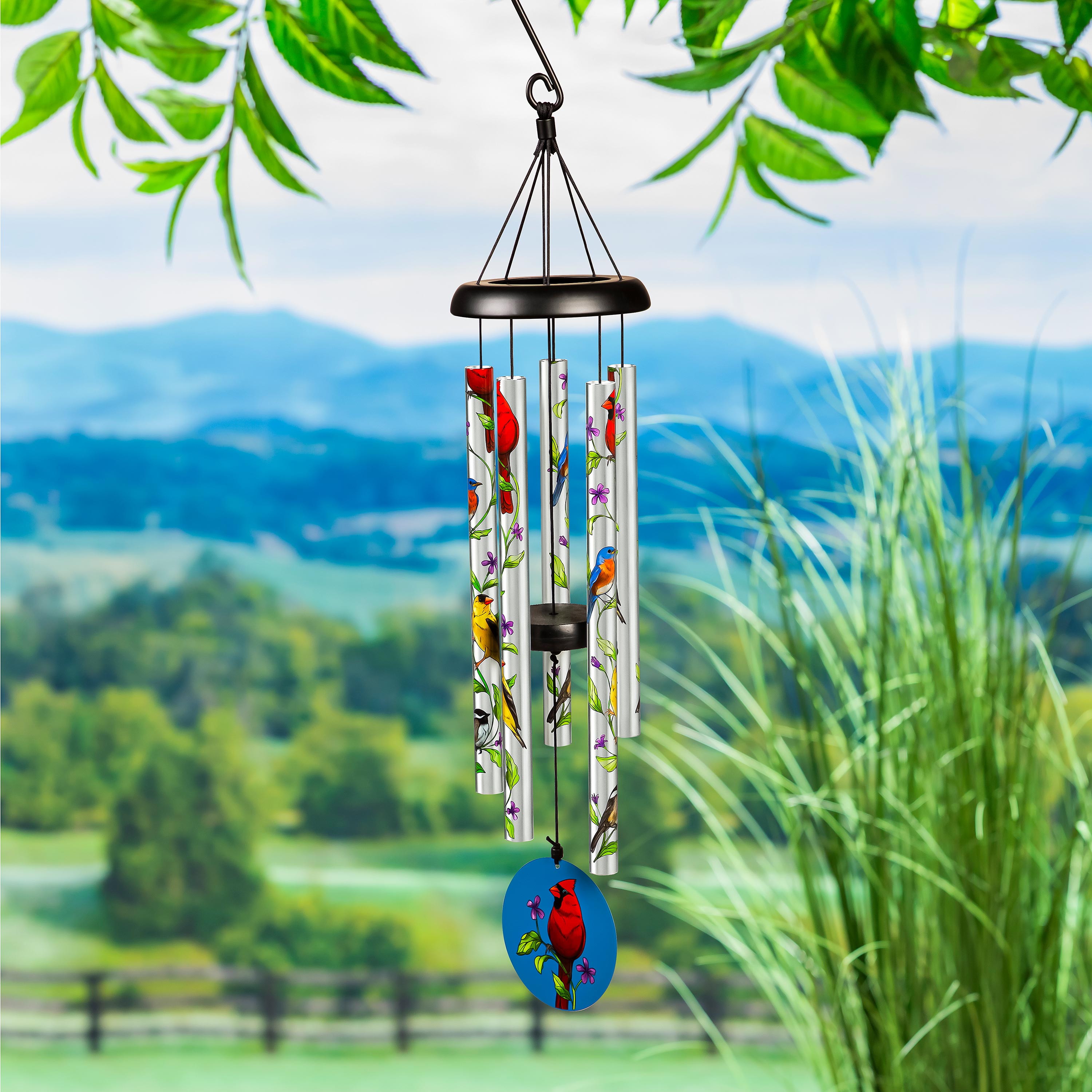 Avria Wind Chime, Printed Wind Chime, Cardinals, 27" H