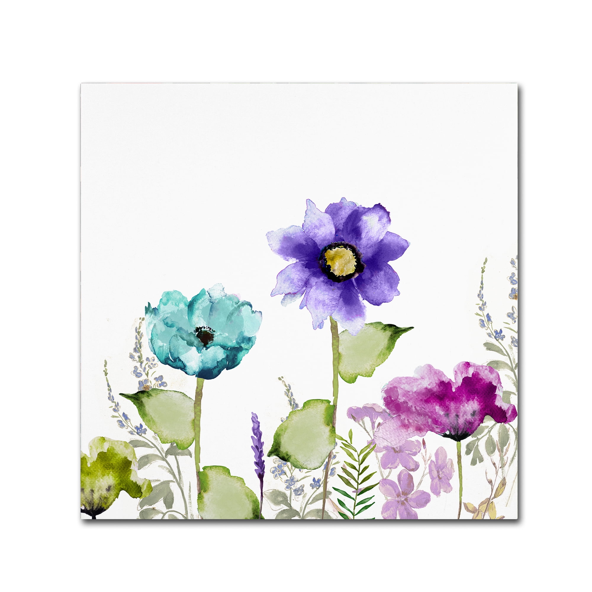 Avril II Blue and Purple Floral Canvas Art, 18'' x 18''