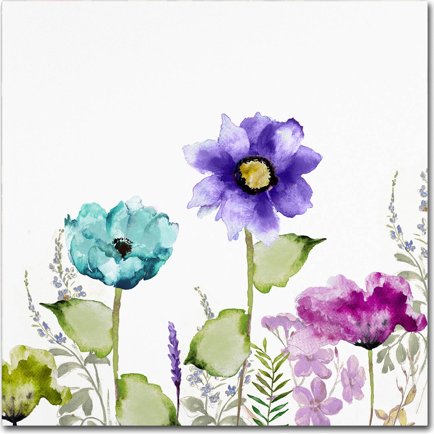 Avril II 24x24 Watercolor Floral Canvas Art