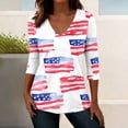 thumbnail image 1 of Avrnliq American Flag Patriotics Shirts Women USA 4th of July T Shirt Graphic 3/4 Sleeve Tee Tops, 1 of 7