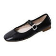 thumbnail image 1 of Avrnliq Black Mary Jane Flats for Women Square Toe Adjustable Buckle Comfortable Work Office Casual Shoes PU Faux Leather,Size 40, 1 of 9