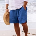 thumbnail image 1 of Avrnliq Blue Linen Casual Shorts for Men, Drawstring Elastic Waist Mid-Thigh, Quick Dry with Side Pockets, Big & Tall S-XXXXXL, 1 of 7