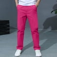thumbnail image 1 of Avrnliq Boys Slim Fit Stretch Chino Pants Hot Pink Solid Color Elastic Waist Side Pockets Wrinkle Resistant Casual School Uniform Trousers for Kids 3-14 Years,Size 9-10 T, 1 of 7