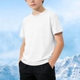 thumbnail image 1 of Avrnliq Boys' Solid White Short Sleeve Crew Neck T-Shirt Lightweight Breathable Performance Tee for School Sports Casual Wear,Size 5-6 T, 1 of 7