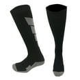 thumbnail image 1 of Avrnliq Cotton Knee-High Soccer Socks Moisture-Wicking - Black Unisex Youth Size 140, Reinforced Toe & Heel, 1 Pair for Soccer Games & Training,Size 6-13T, 1 of 3