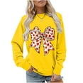 thumbnail image 1 of Avrnliq Cute Yellow Bow & Heart Print Womens Oversized Crewneck Casual Sweatshirt,Size L, 1 of 8