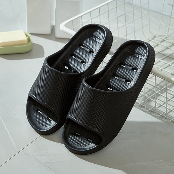 Avrnliq EVA Quick-Dry Anti-Slip Slide Sandals Unisex Black Lightweight Cushioned Pool Shower Slides for Indoor Outdoor Daily Wear,Size 42