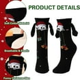 thumbnail image 1 of Avrnliq Female Christmas Novelty Crew Socks - Black, 3D Details, Nylon Spandex, Free Size, 1 Pair, Holiday Stocking Stuffer/Gift,Size Free Size, 1 of 5