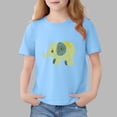 thumbnail image 1 of Avrnliq Girls Blue 100% Cotton T-Shirt Abstract Elephant Line Art Fade-Resistant Short Sleeve Crew Neck for Kids 2-13Y,Size 7-8 T, 1 of 6