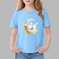 thumbnail image 1 of Avrnliq Girls Blue Bunny Moon Graphic Cotton T-Shirt, Tag-Free Crew Neck Short Sleeve Relaxed Fit Tee for Girls 2-13 Years, Machine Washable Everyday Casual Top,Size 11-12 T, 1 of 6