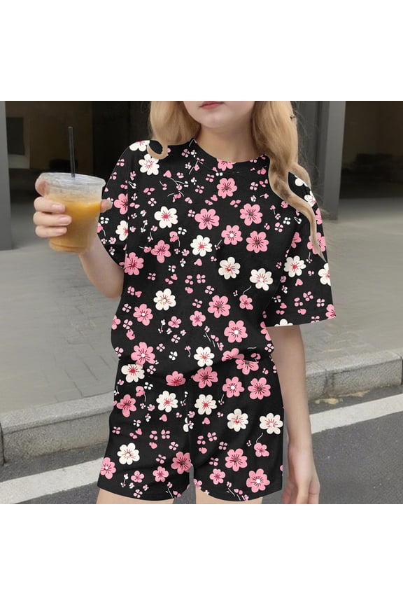 Girls Casual Kids Clothing Soft Comfortable Breathable Daily Wear Fashion Cute Outfit for Little Girls,Size 7-8T