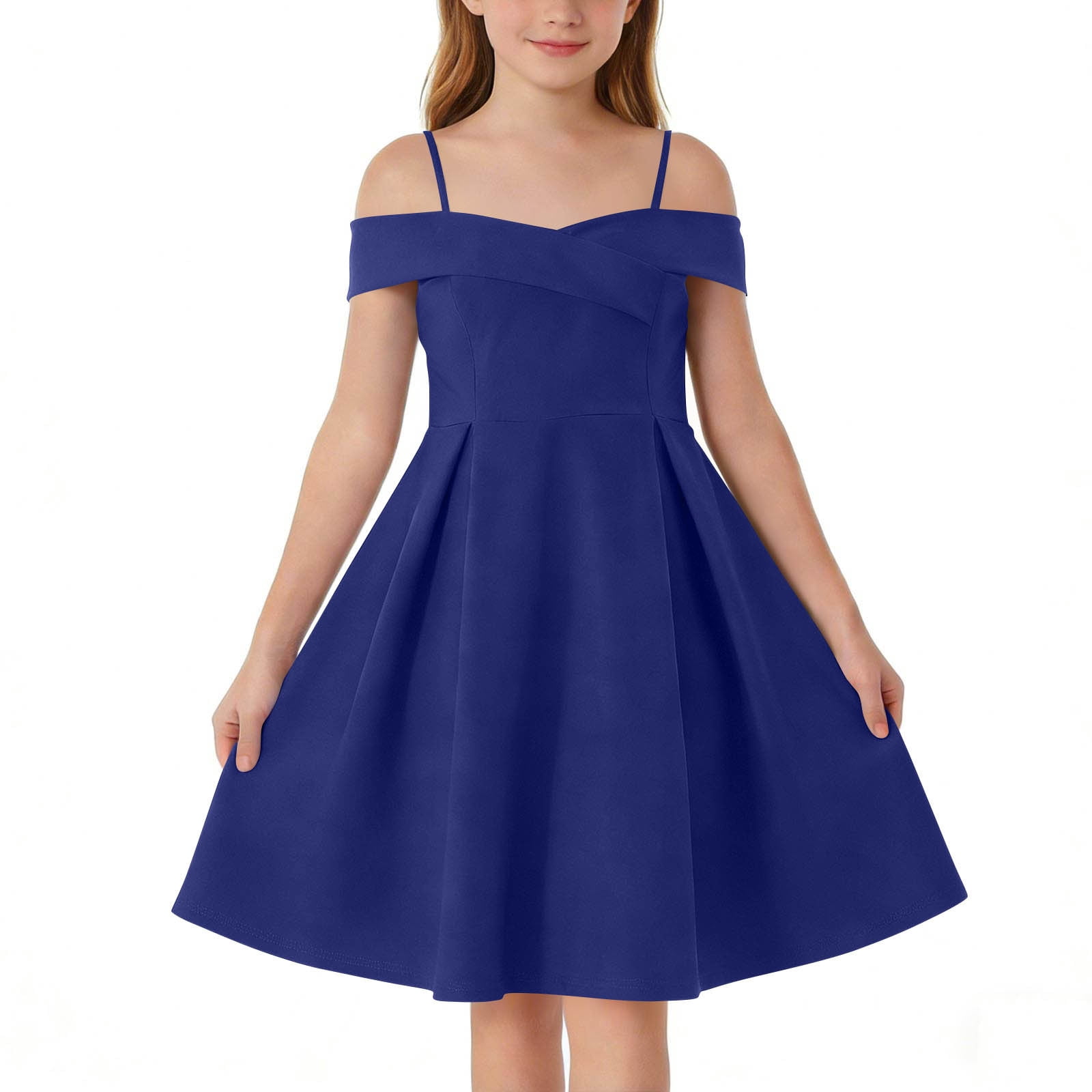 Avrnliq Girls Elegant Off Shoulder Casual Formal Dress Spaghetti Strap avrnliq-girls-elegant-off-shoulder-casual-formal-dress-spaghetti-strap