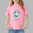thumbnail image 1 of Avrnliq Girls' Pink Cartoon Graphic 100% Cotton Crewneck Short Sleeve Tee, Soft Breathable Machine Washable Casual T-Shirt for Kids & Little Girls Ages 2-13 Years,Size 3-4 T, 1 of 6